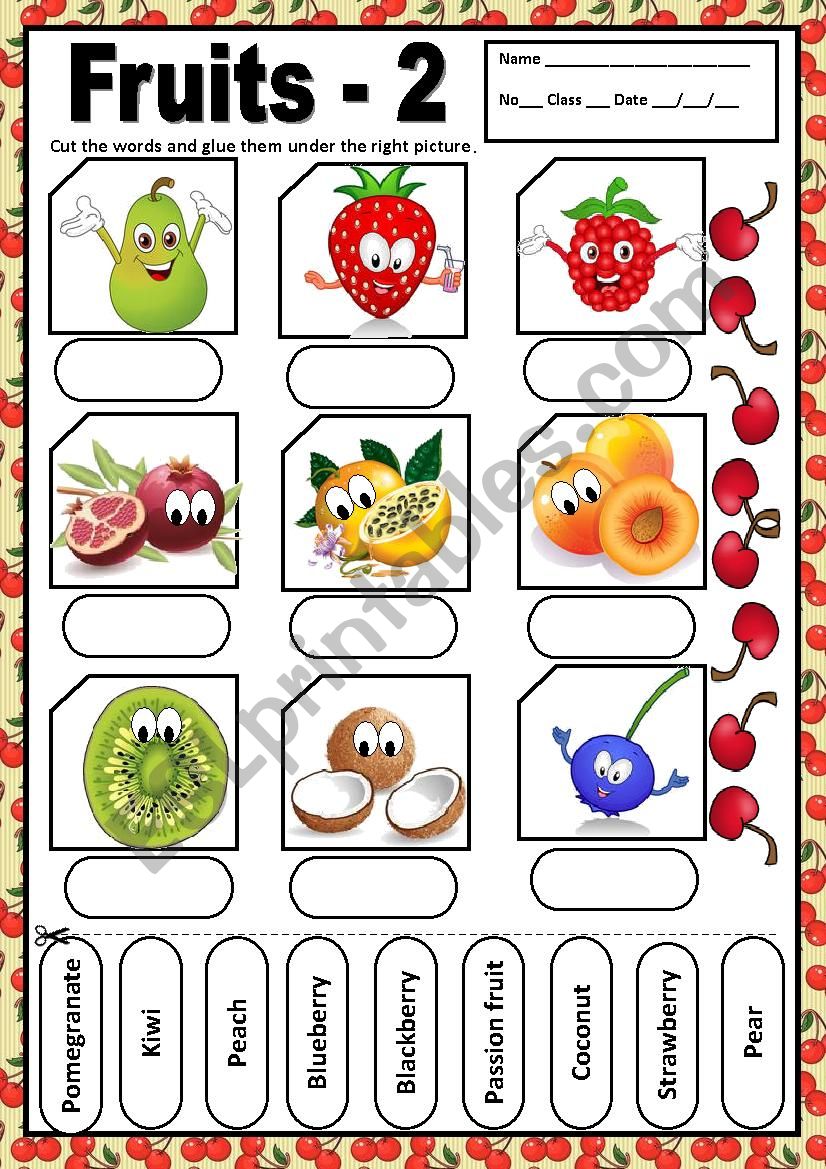 FRUITS -2 worksheet