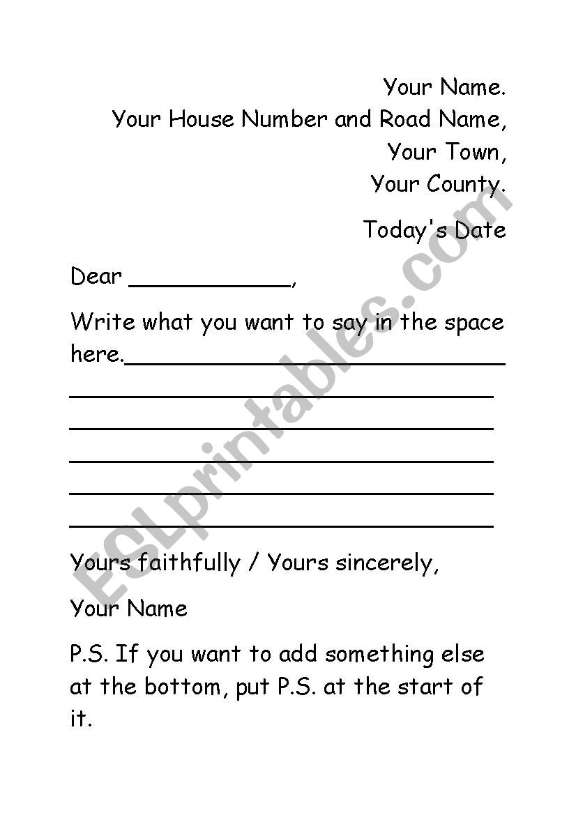 I Want To Buy Your House Letter Template from www.eslprintables.com