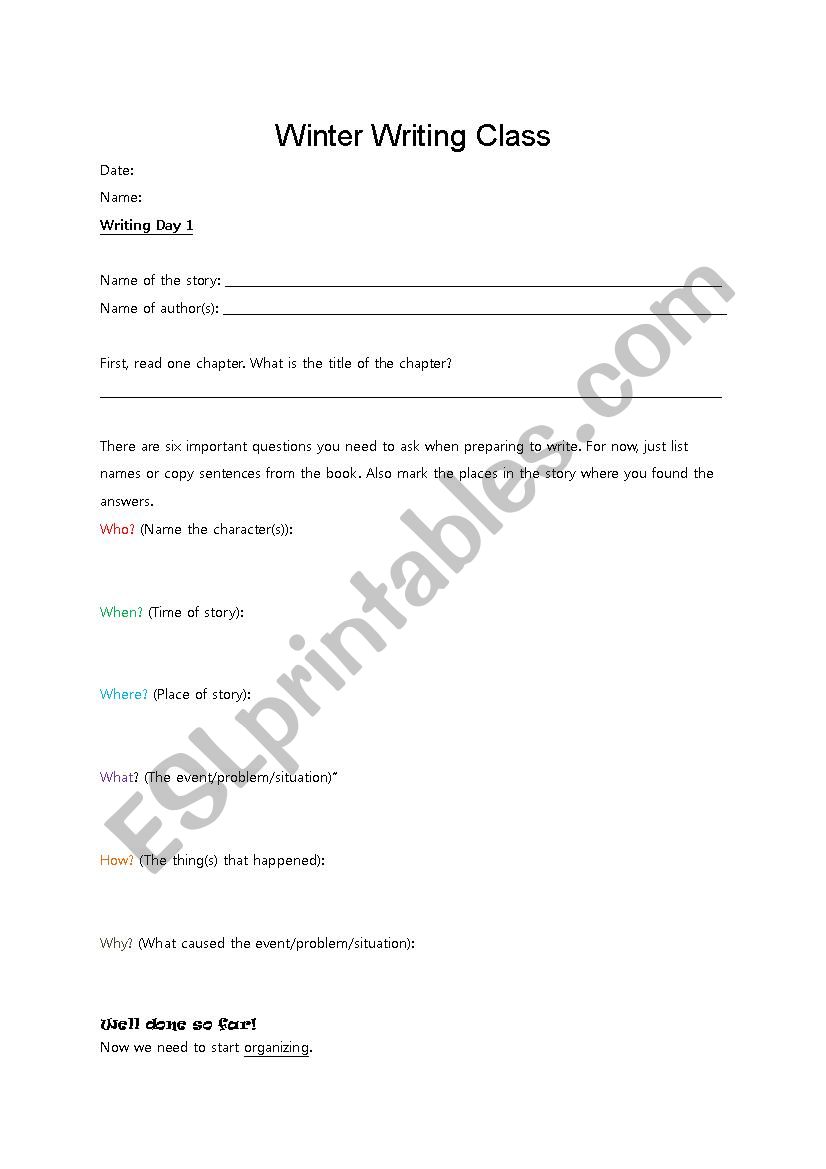 Writing summary worksheet worksheet