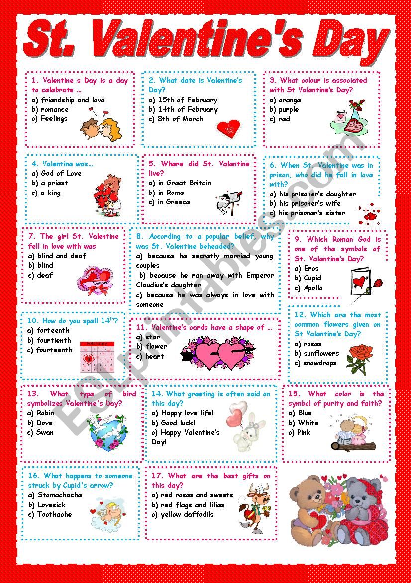 St. Valentines Day worksheet