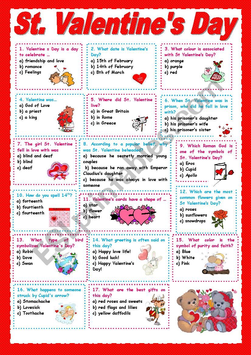 St. ValentineÂ´s Day worksheet