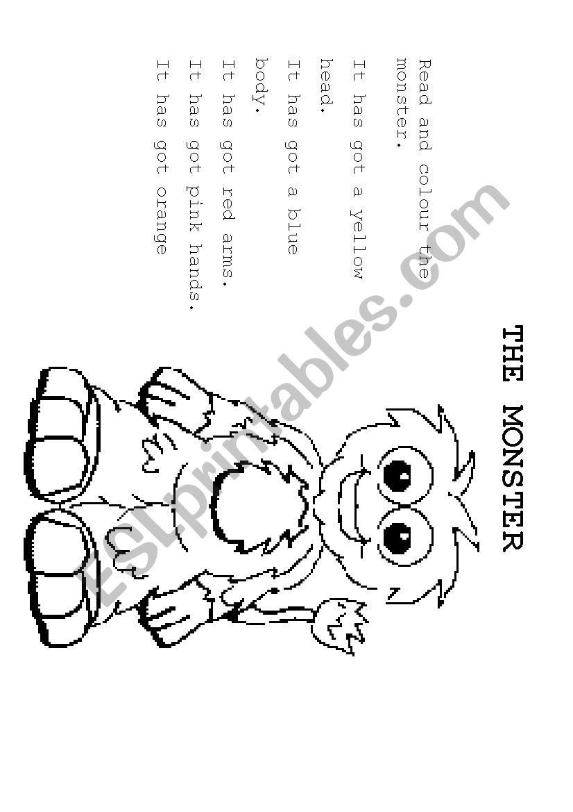 THE MONSTER worksheet