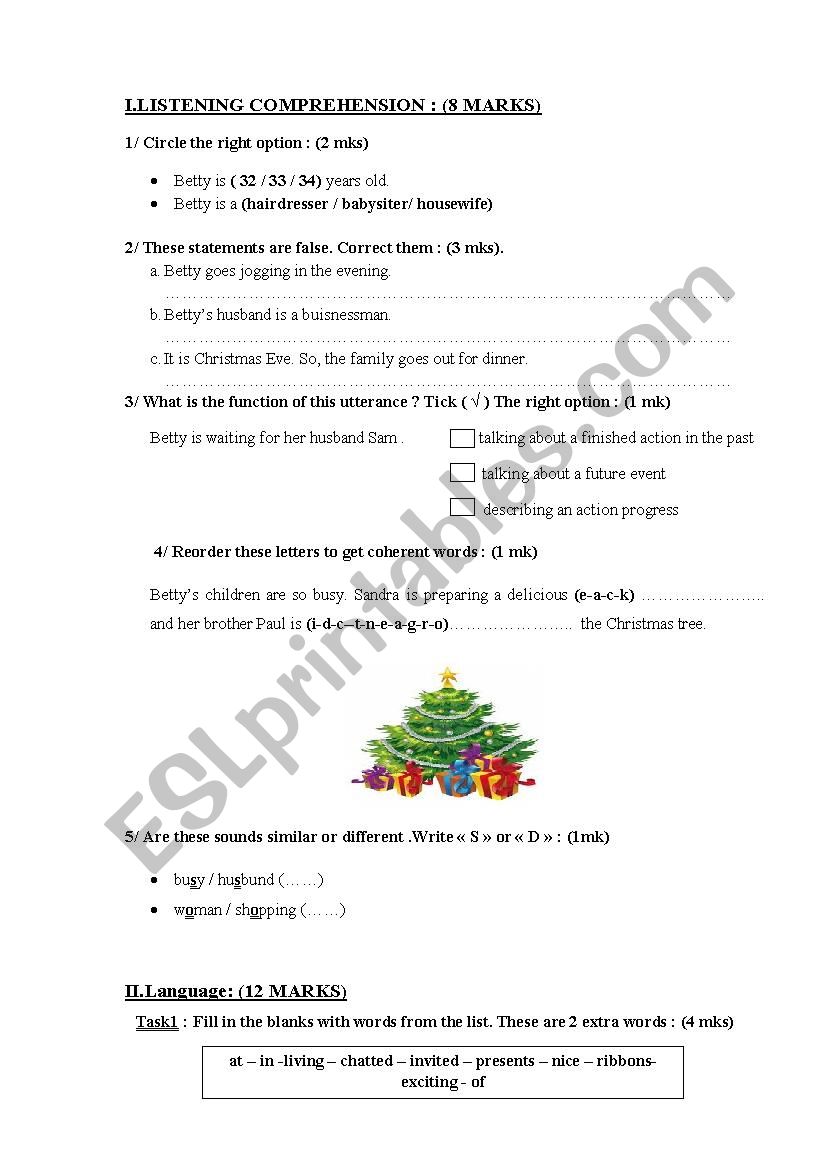 Mid term_ test n° 2 for 8 th form Tunisian pupils - ESL worksheet by ...