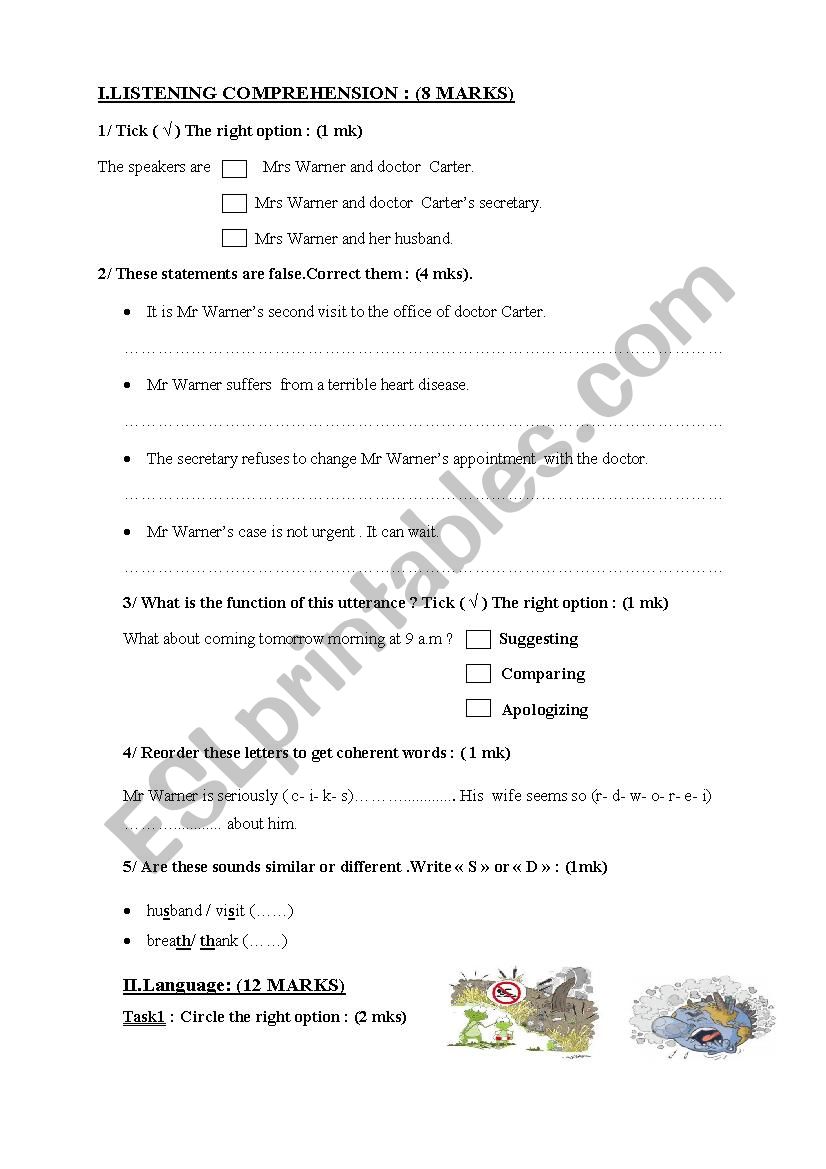 Mid term_ test n 2 for 9 th form Tunisian pupils