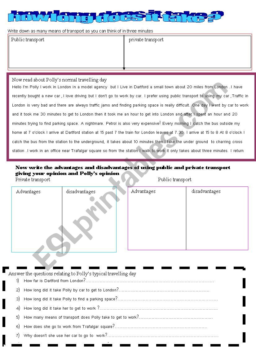 how long does it take? worksheet