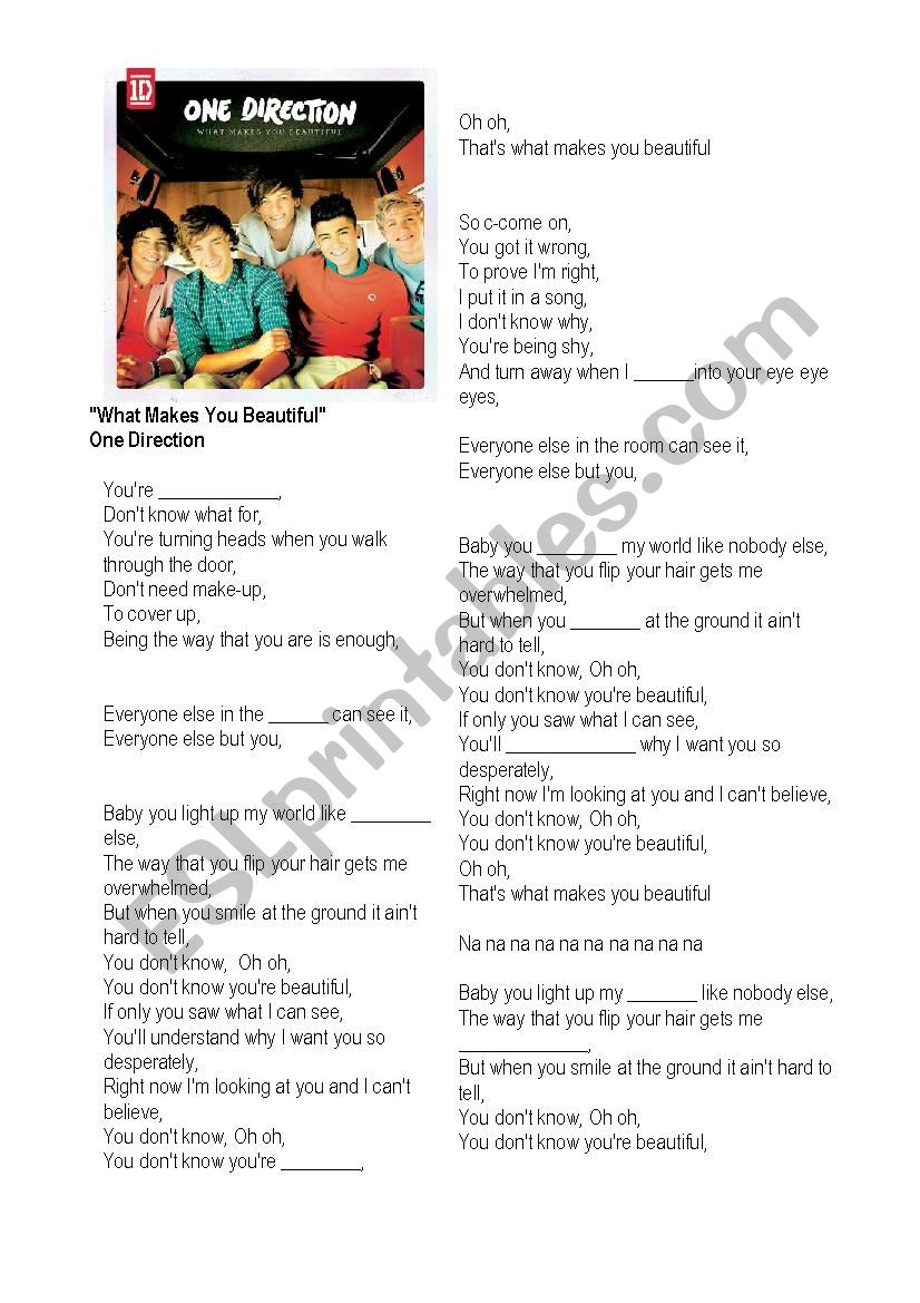 one direction worksheet