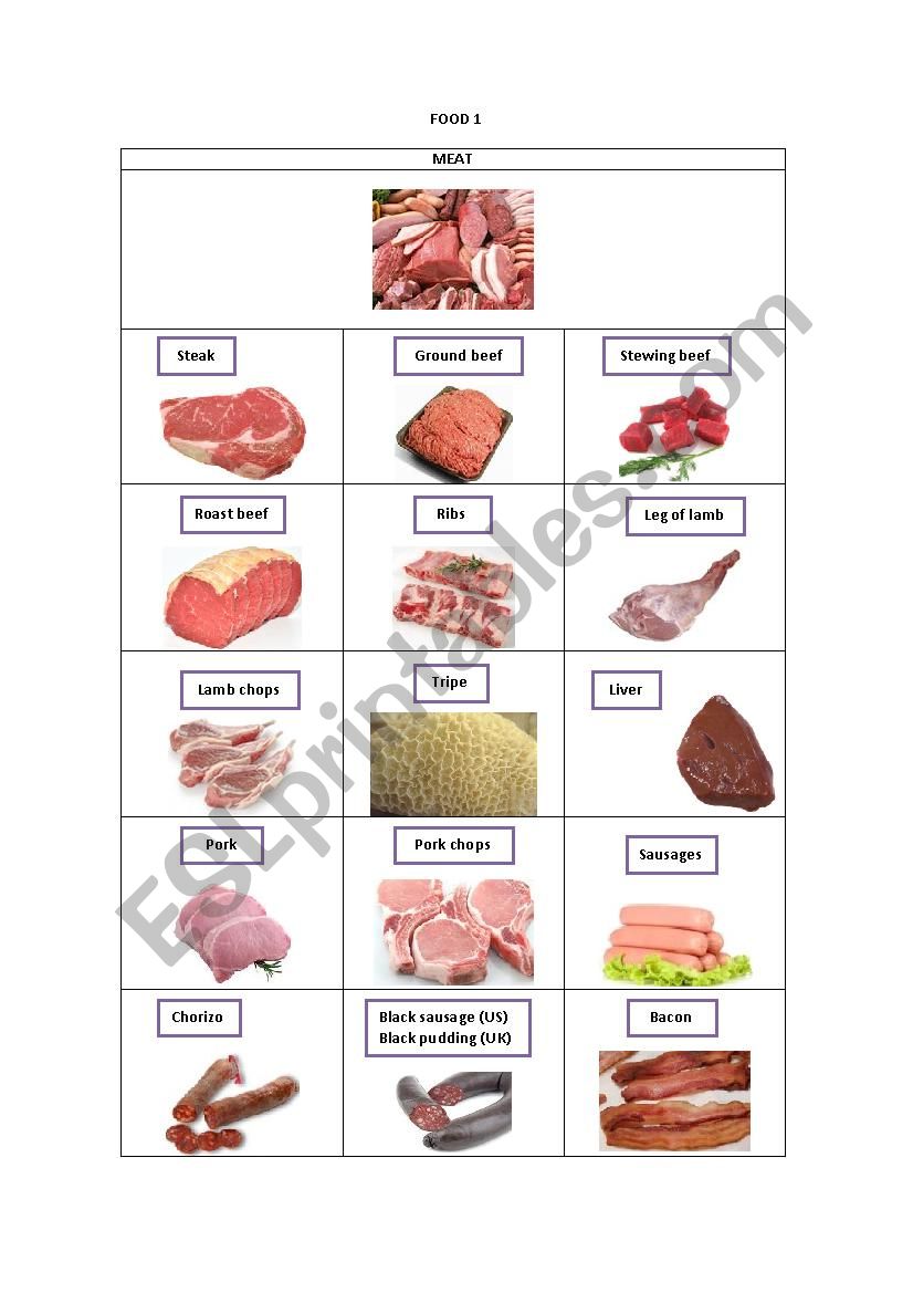 FOOD 1 worksheet