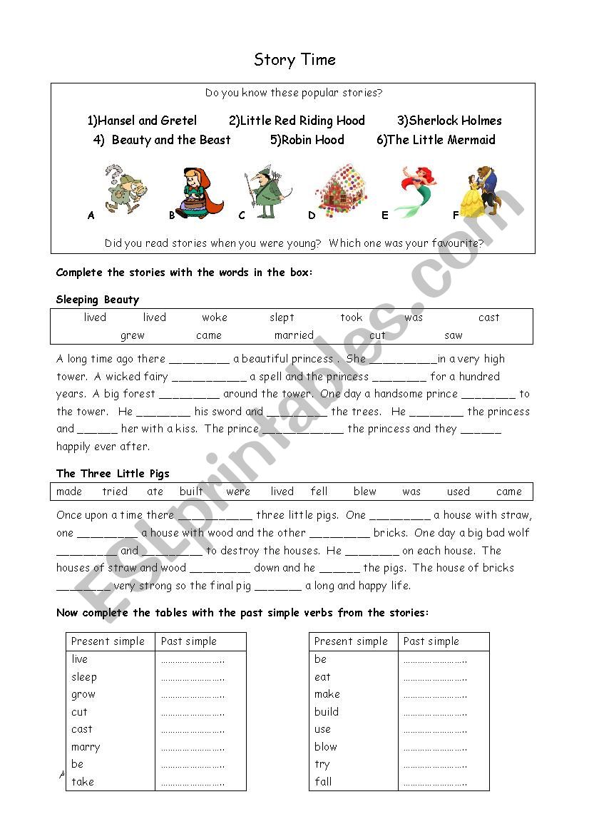 Complete the Sentence worksheet