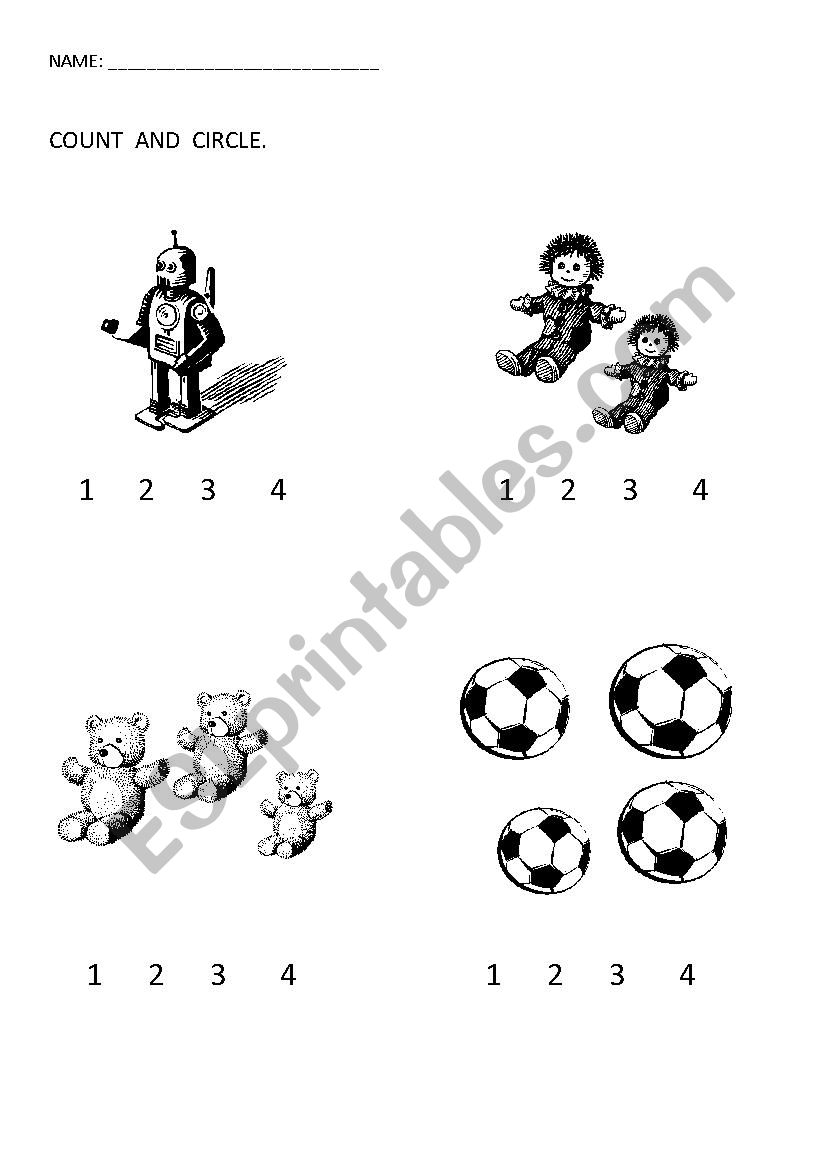 Count the toys worksheet