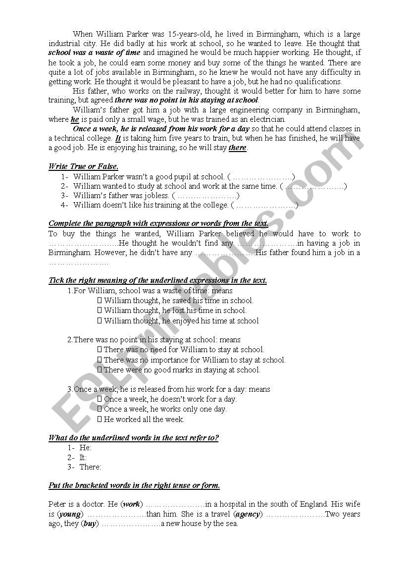 9th Form Worksheet 43 worksheet