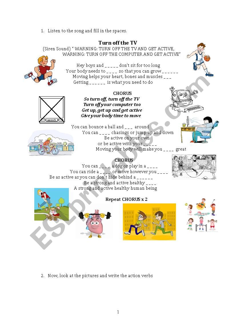 Song: Turn off The TV worksheet