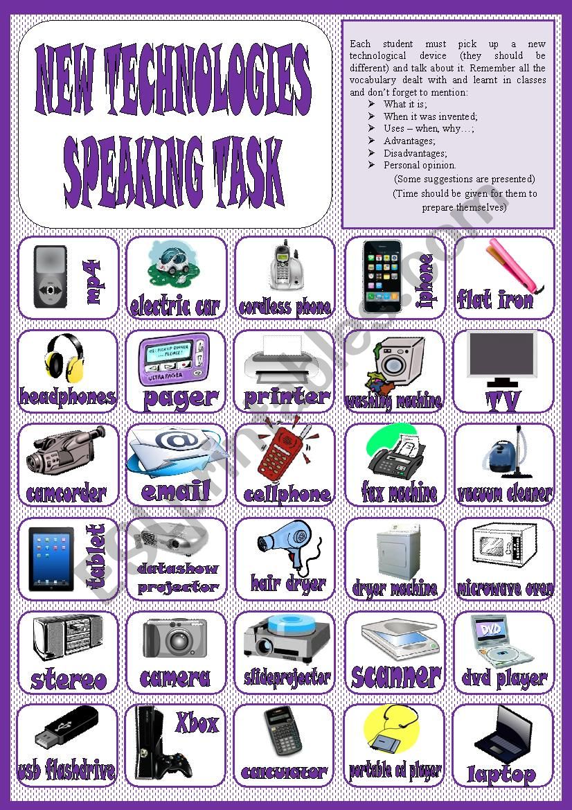 New technologies - speaking task