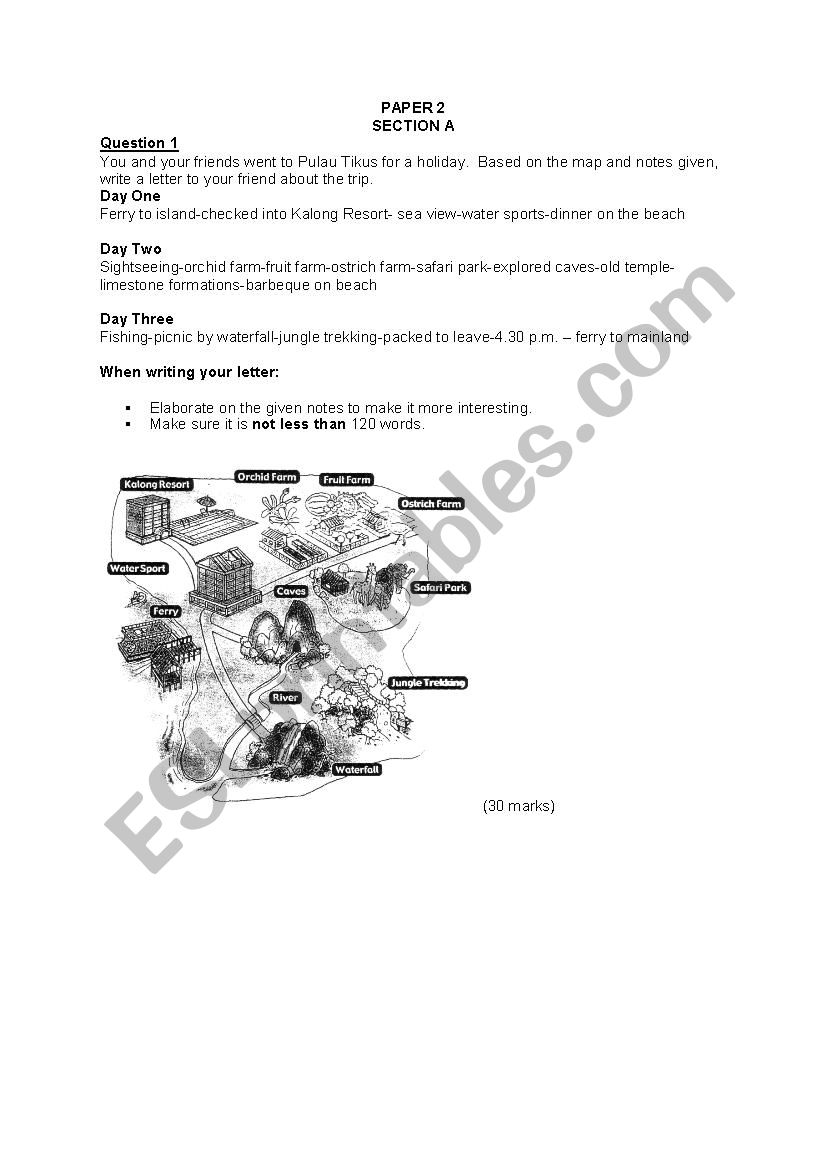 Guided writing stimulus worksheet