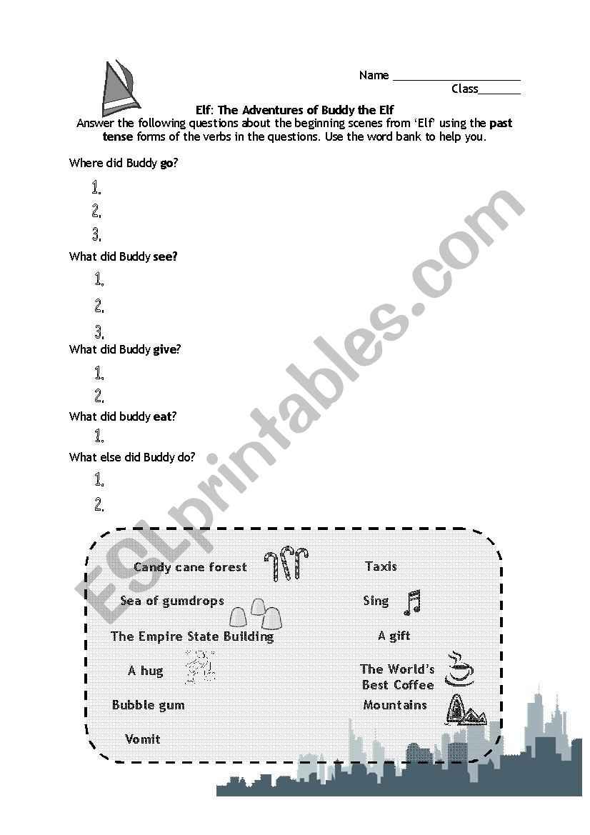 Elf Comprehension Activity worksheet