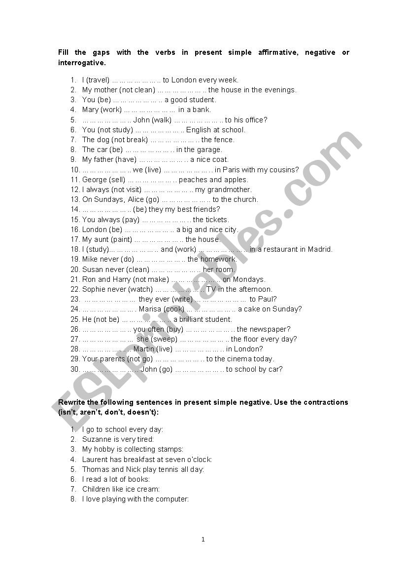 Present Simple worksheet