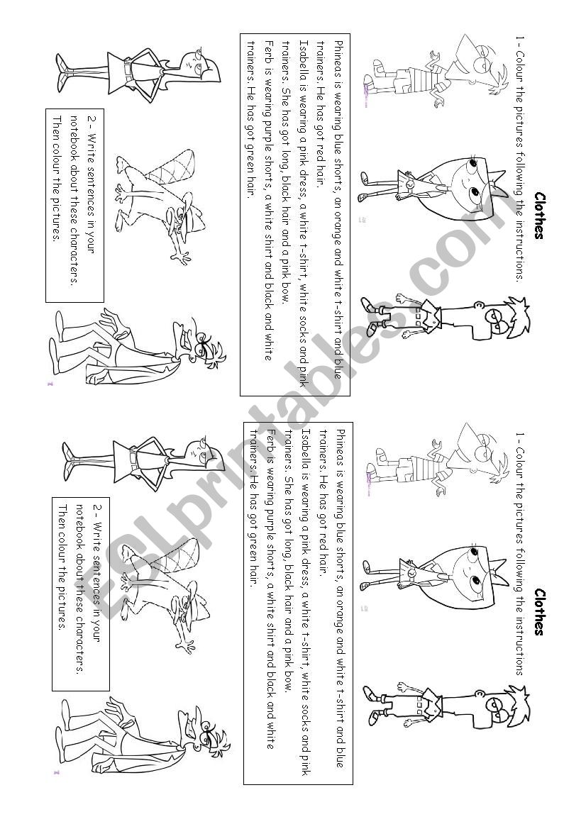 Clothes with Phineas and Ferb worksheet