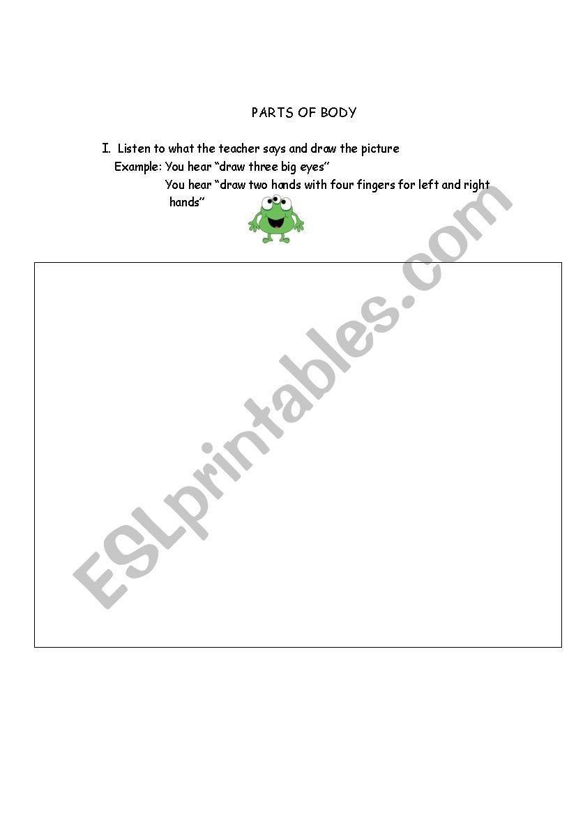 parts of body  worksheet
