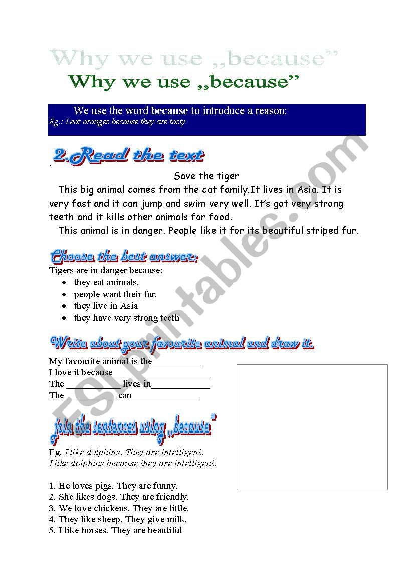 Save the tiger worksheet