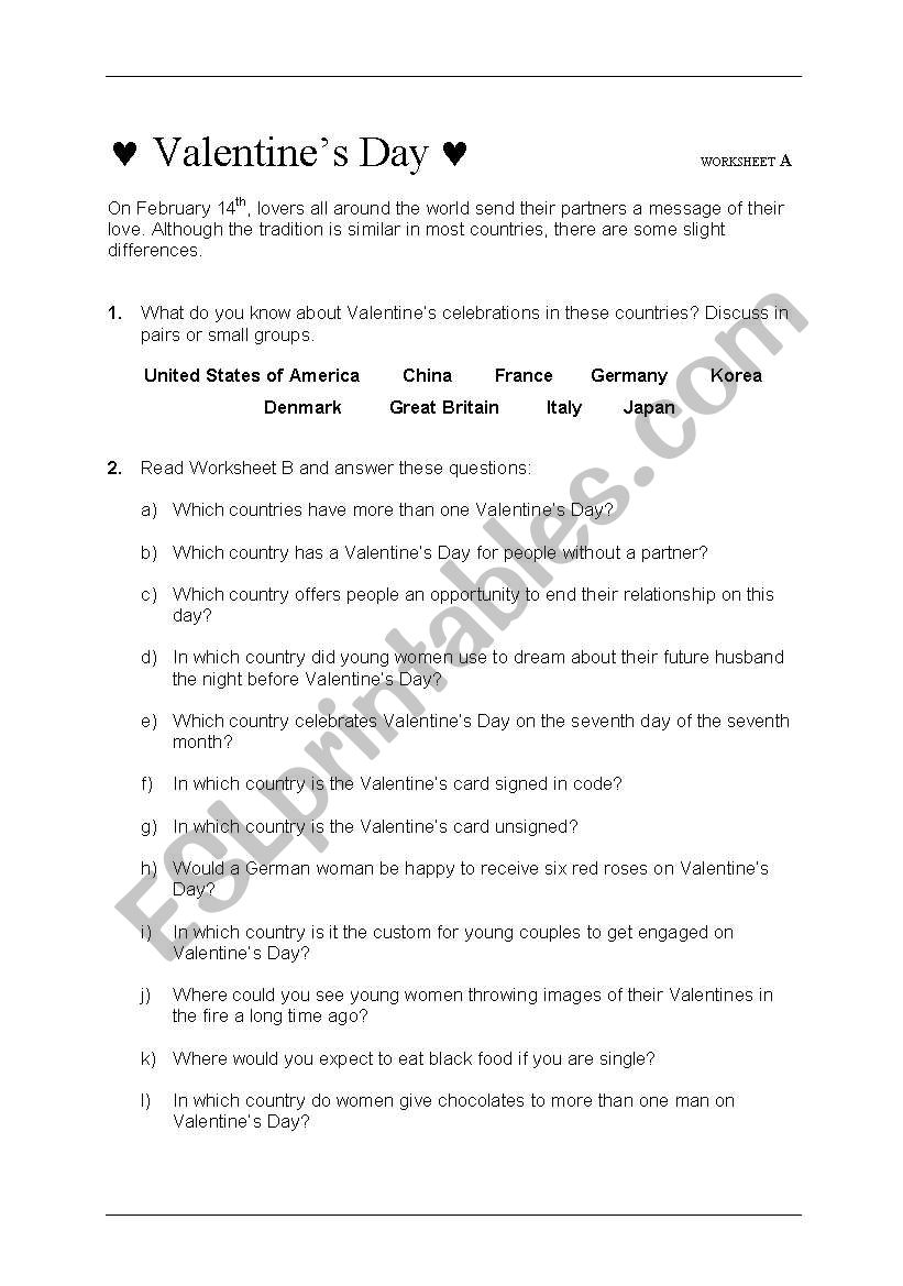 valentines day worksheet