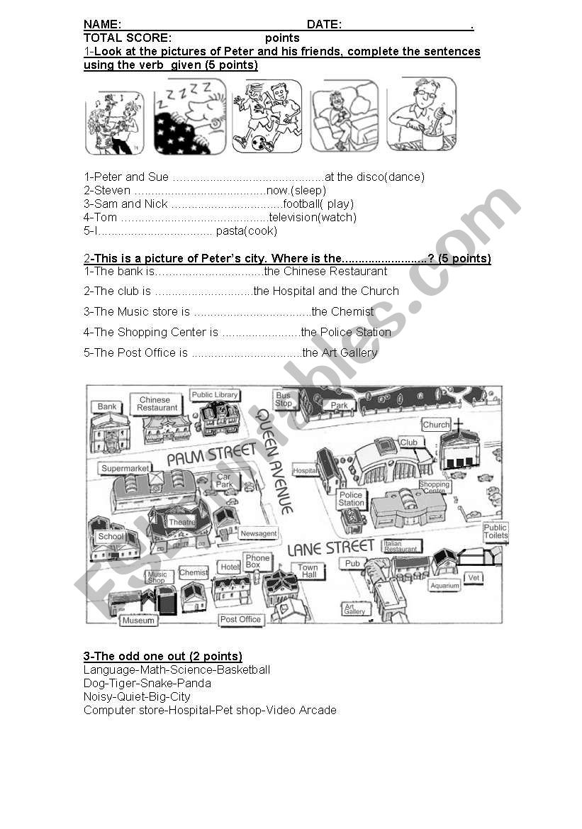 present continuous test worksheet