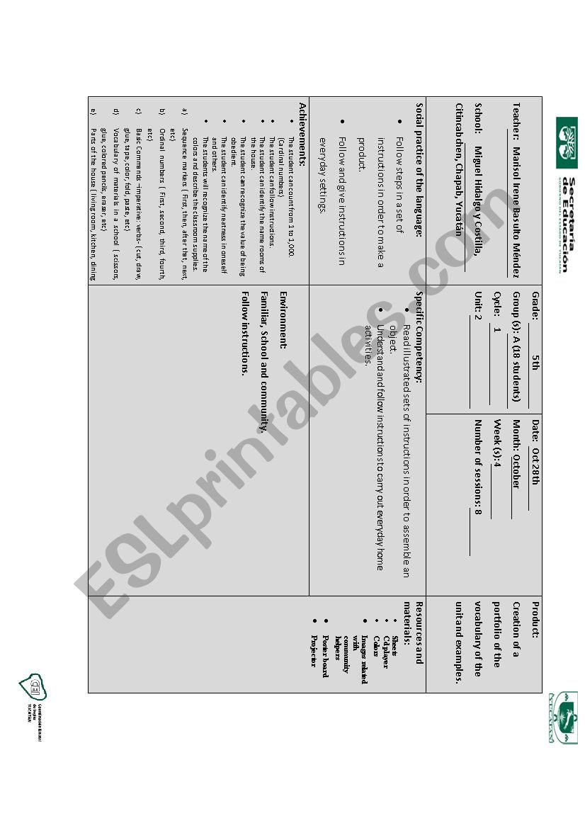 Lesson Plan December worksheet