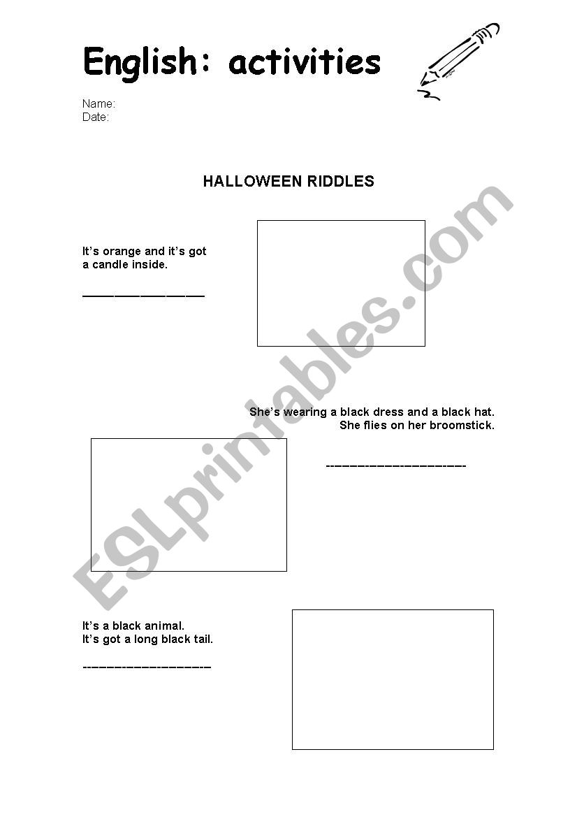 Halloween riddles worksheet