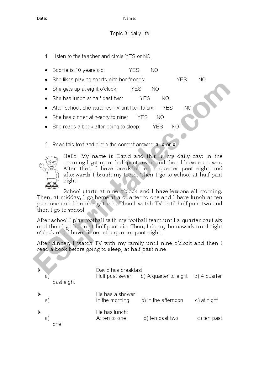 Daily day part 2 worksheet