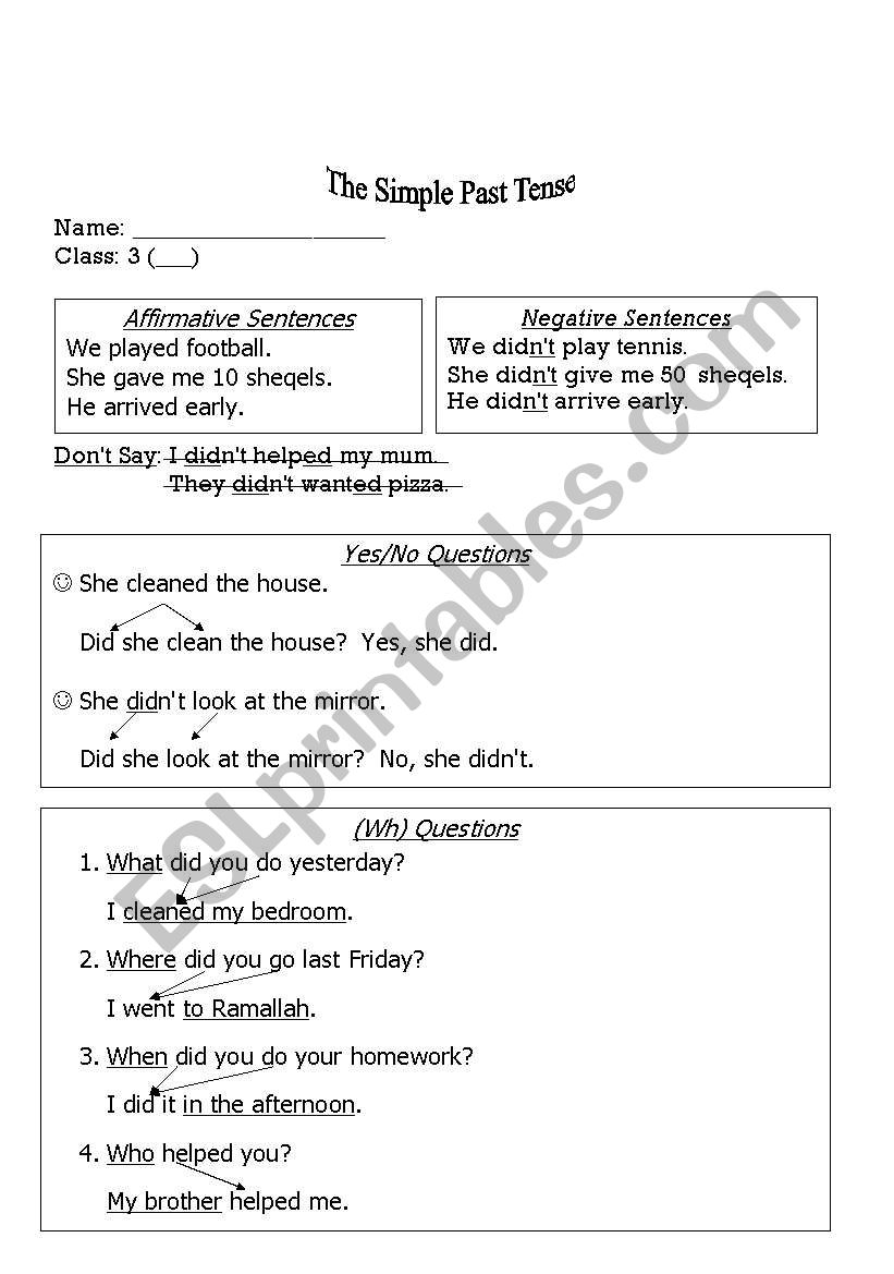 The Simple Past Tense worksheet