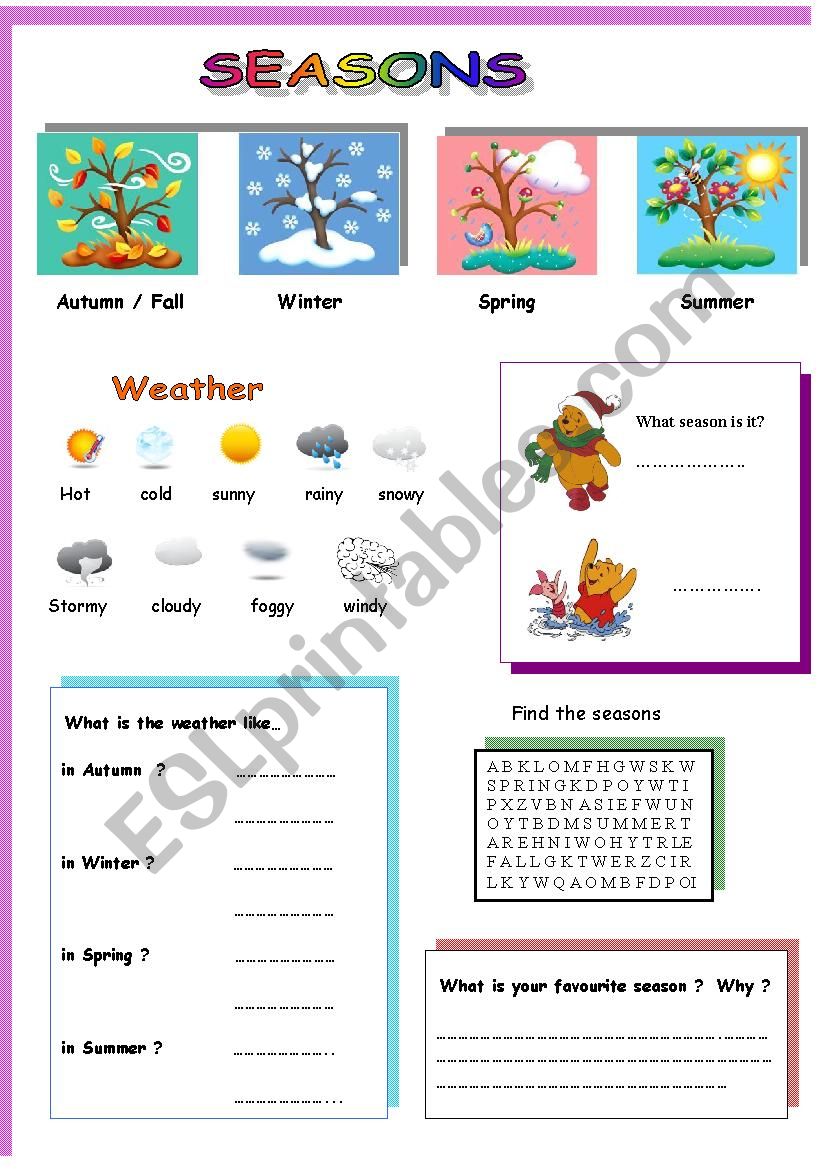 seasons worksheet