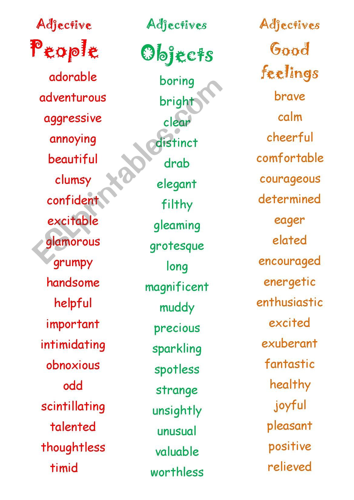 A3 Adjective posters - display