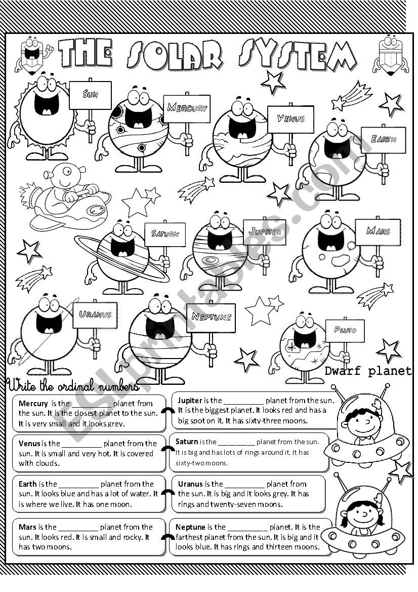 solar system worksheet