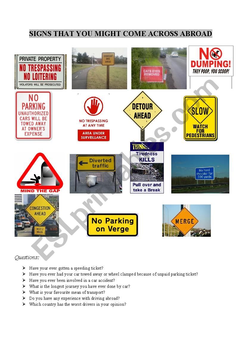 Signs & Notices worksheet