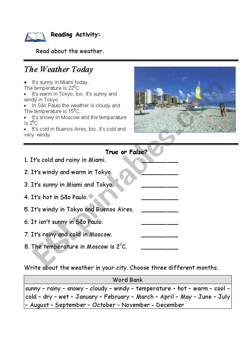 Reading activity: The Weather Today