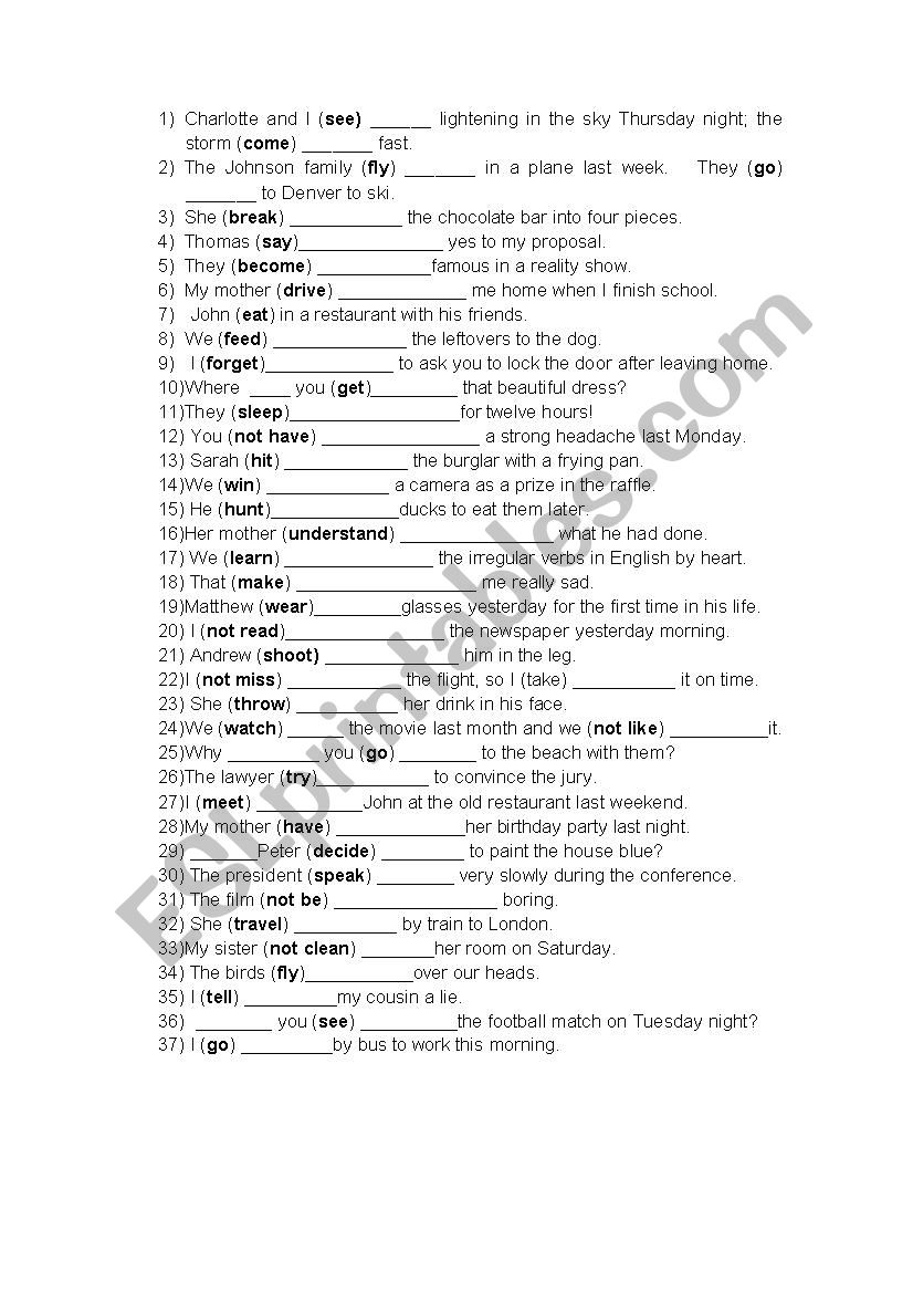 Past Simple II worksheet