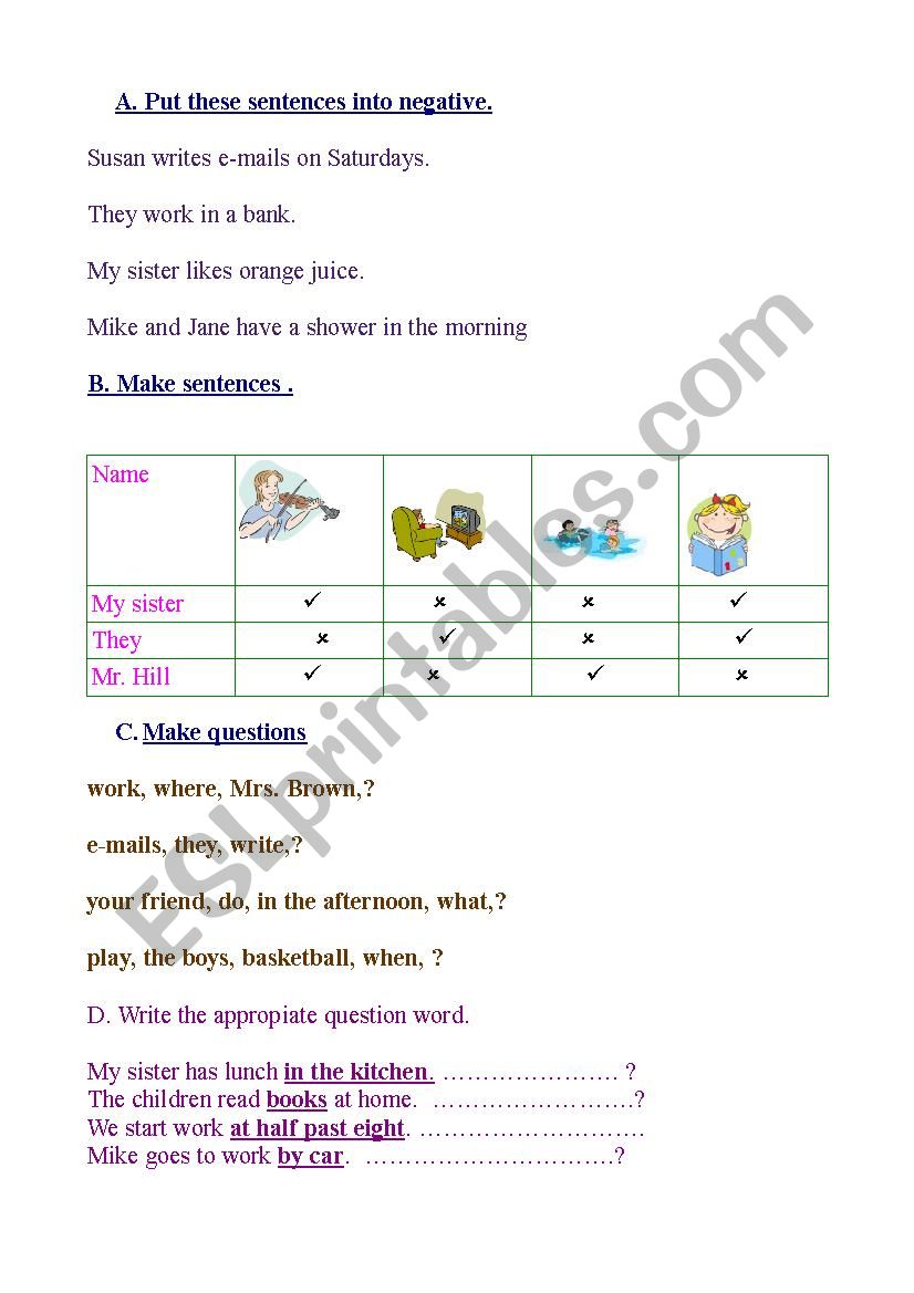 present simple all forms worksheet