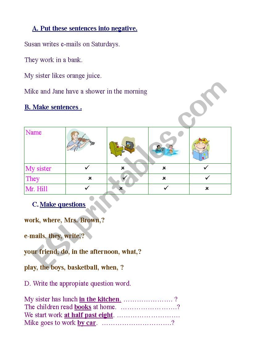 Write the full forms worksheet