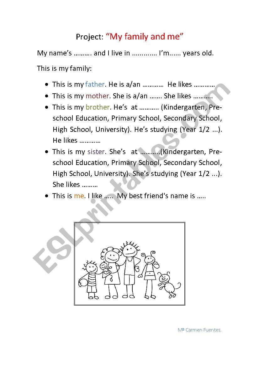 My family and me worksheet