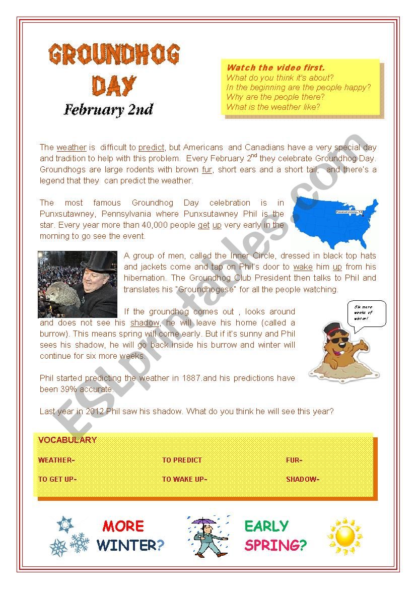 Groundhog Day worksheet