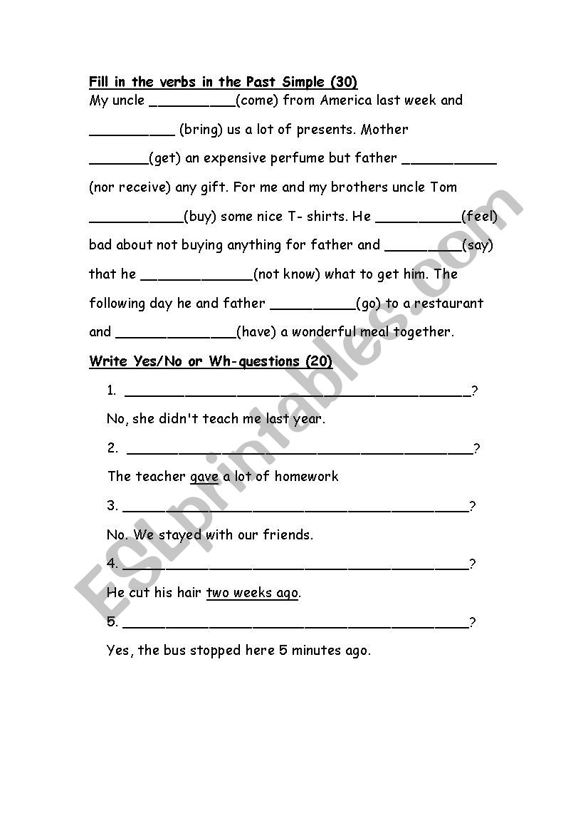 Past Simple Practice worksheet