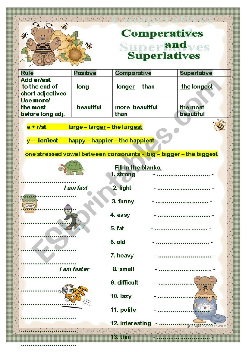 Comparatives and Superlatives worksheet