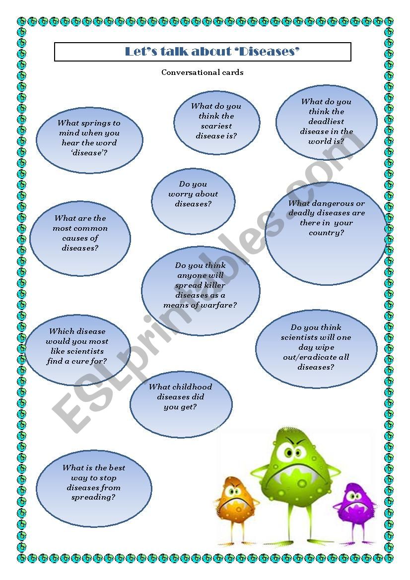 Lets speak about diseases worksheet