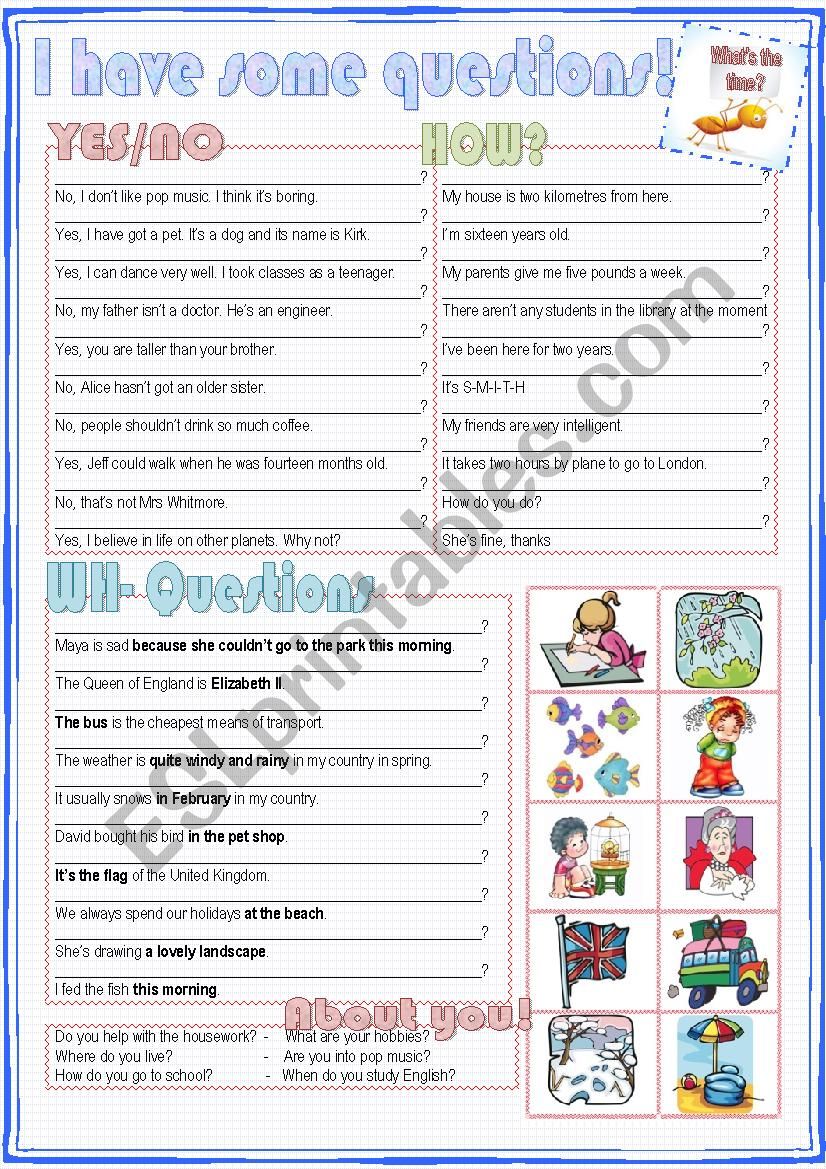 Questions! worksheet