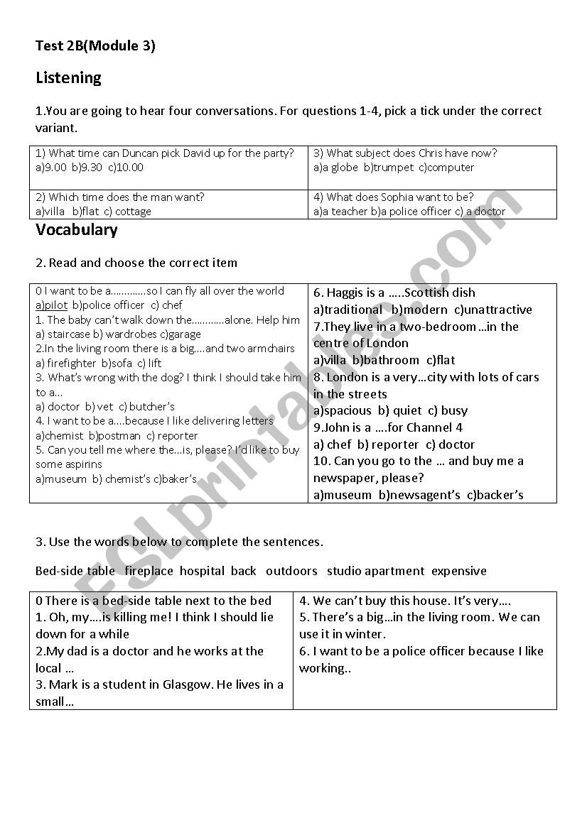 upstream A1+ test 2 worksheet