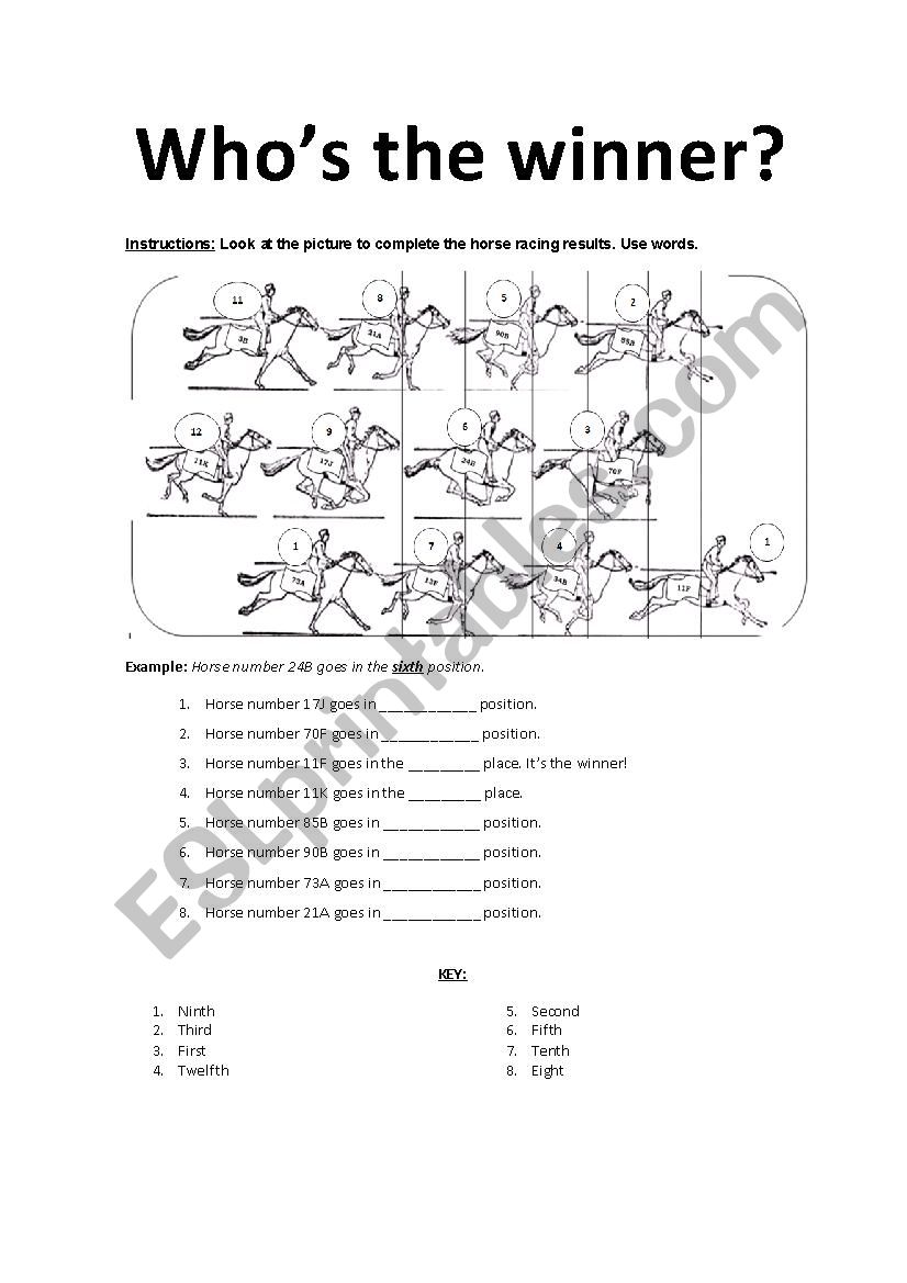 Ordinal Numbers  worksheet