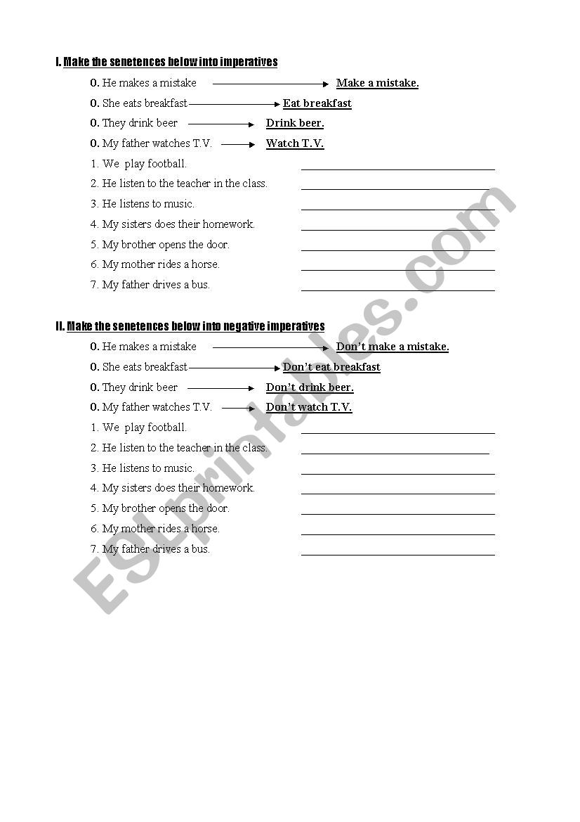 Imperative Exercises worksheet