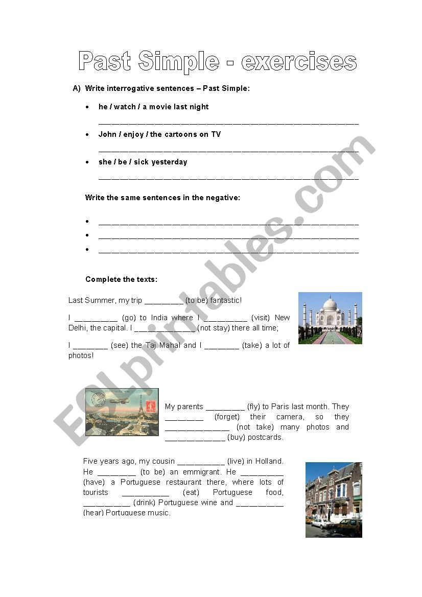 Simple Past exercises worksheet