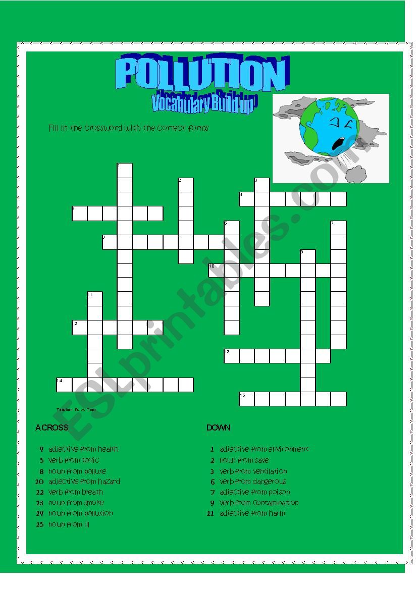 pollution worksheet