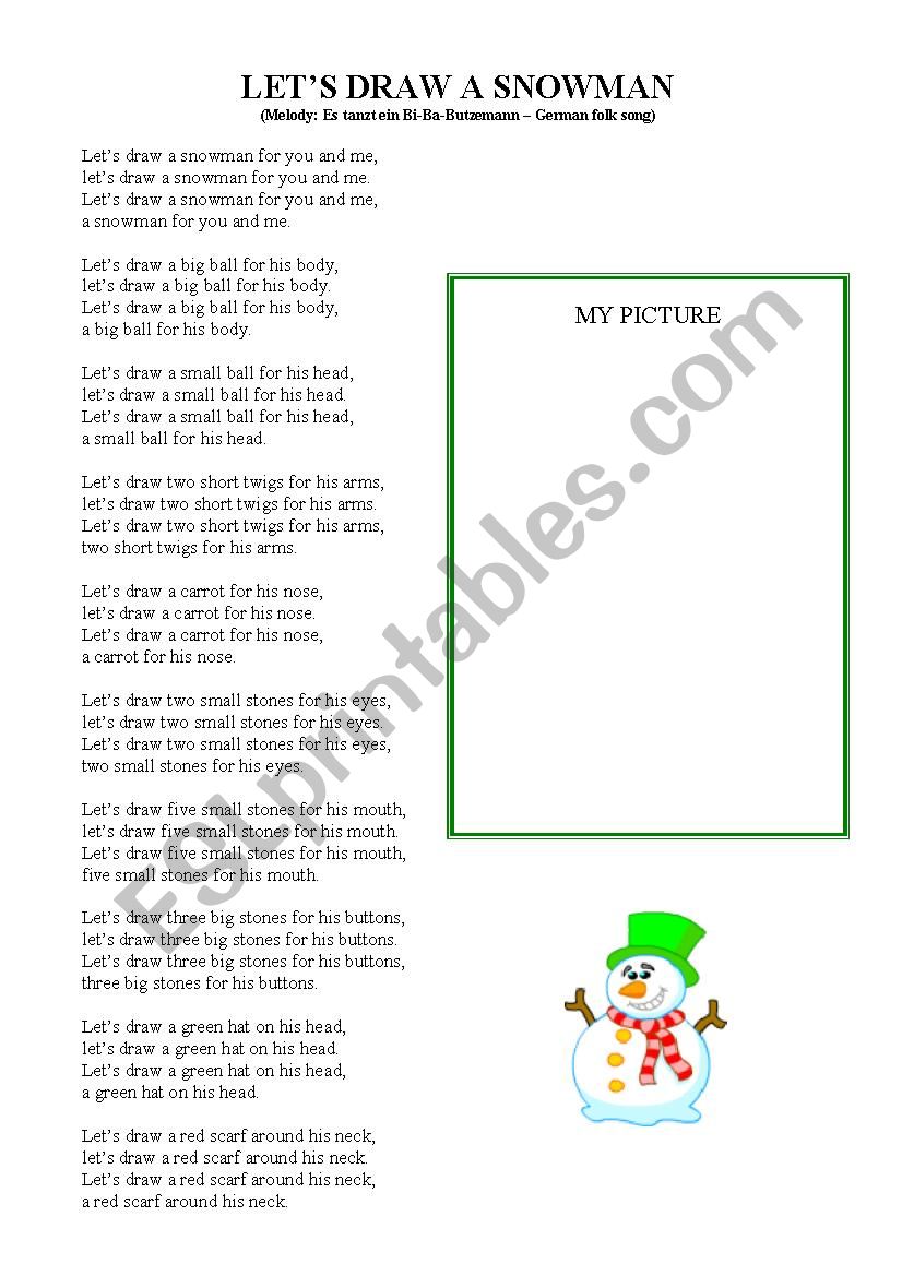 letÂ´s draw a snowman worksheet