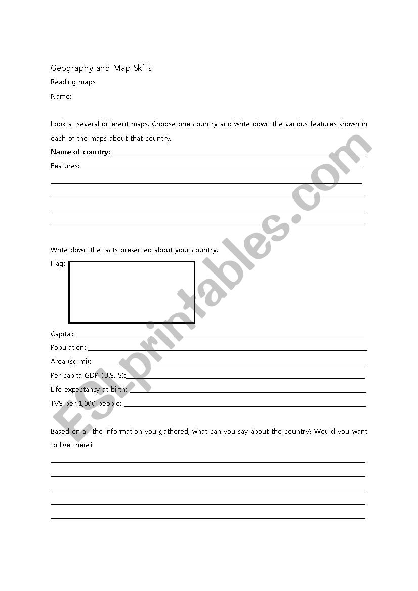 Geography Fact Skills worksheet