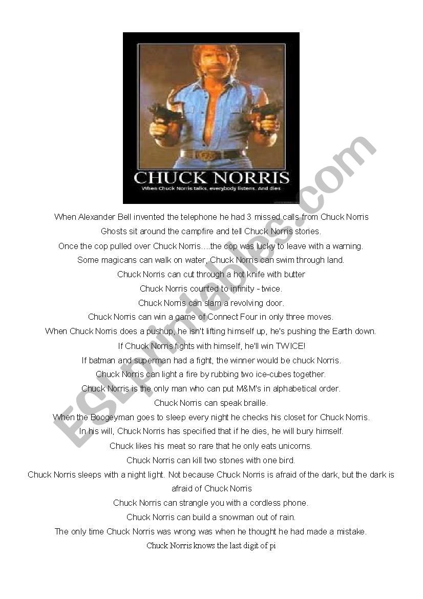 Chuck Norris Factsheet worksheet